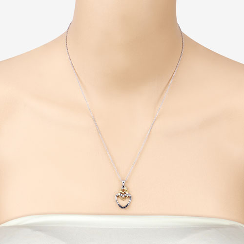 0.14 Carat Genuine Blue Sapphire .925 Sterling Silver Pendant on sale at MyriadMart