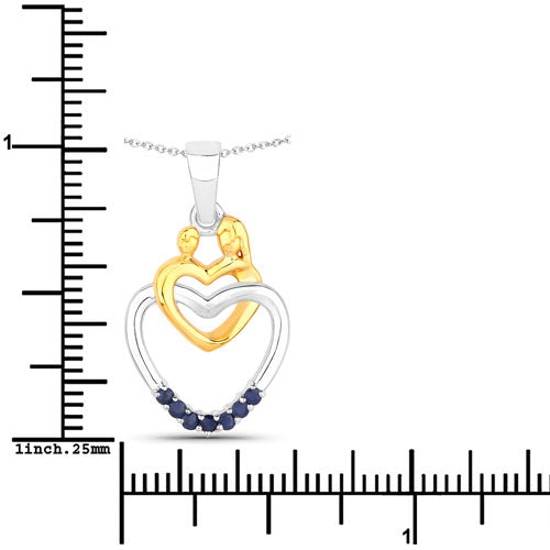 0.14 Carat Genuine Blue Sapphire .925 Sterling Silver Pendant on sale at MyriadMart