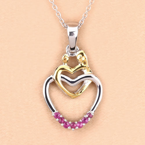 0.14 Carat Genuine Ruby .925 Sterling Silver Pendant on sale at MyriadMart
