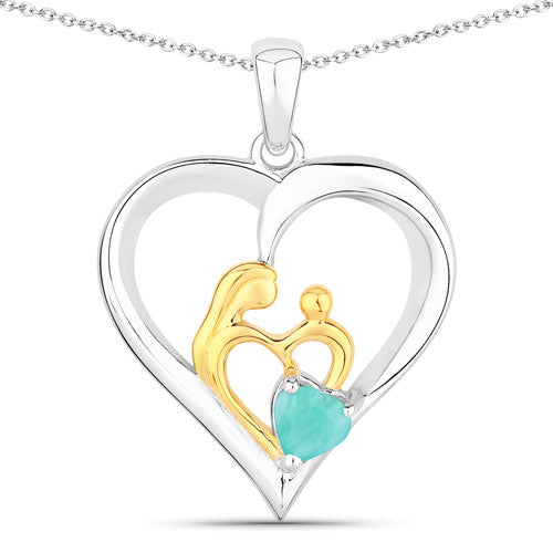 0.45 Carat Genuine Emerald .925 Sterling Silver Pendant on sale at MyriadMart