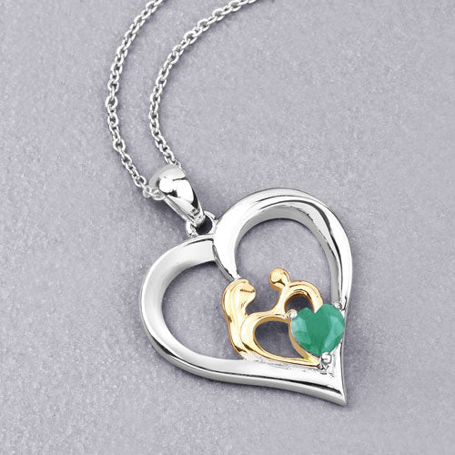 0.45 Carat Genuine Emerald .925 Sterling Silver Pendant on sale at MyriadMart