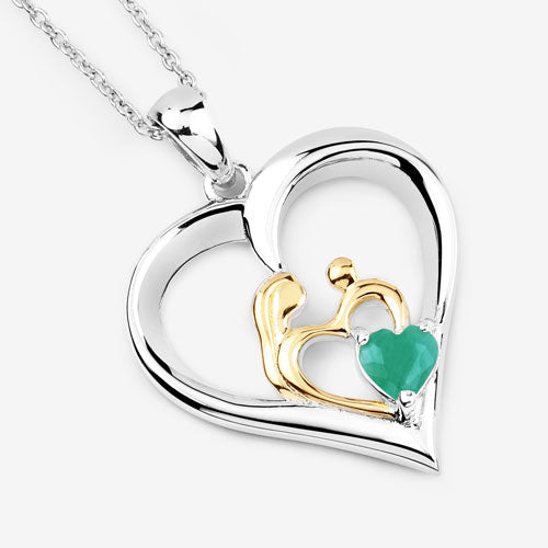 0.45 Carat Genuine Emerald .925 Sterling Silver Pendant on sale at MyriadMart