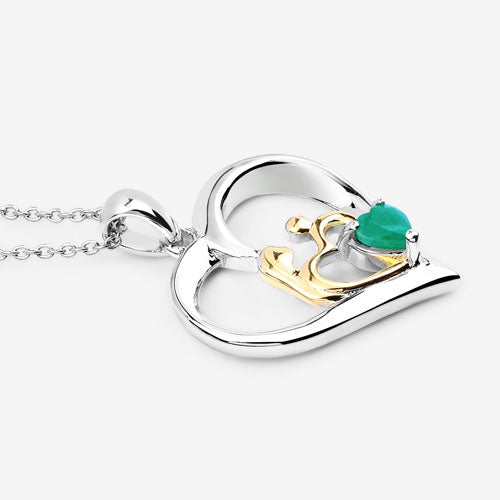 0.45 Carat Genuine Emerald .925 Sterling Silver Pendant on sale at MyriadMart