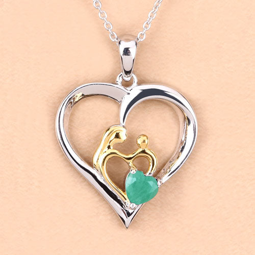 0.45 Carat Genuine Emerald .925 Sterling Silver Pendant on sale at MyriadMart