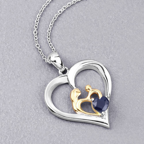 0.50 Carat Genuine Blue Sapphire .925 Sterling Silver Pendant on sale at MyriadMart