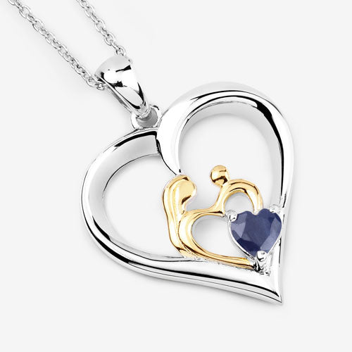 0.50 Carat Genuine Blue Sapphire .925 Sterling Silver Pendant on sale at MyriadMart