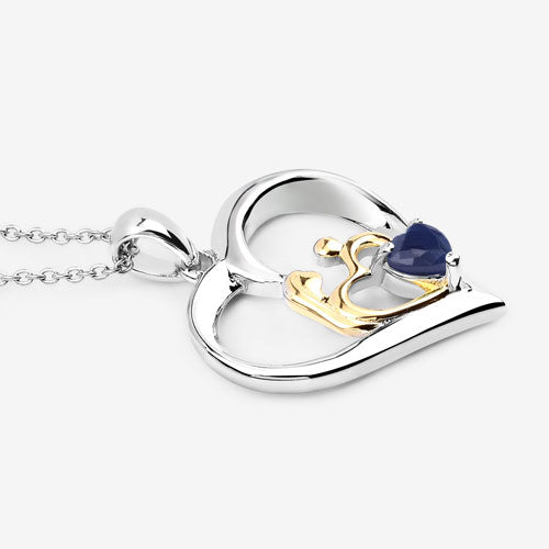 0.50 Carat Genuine Blue Sapphire .925 Sterling Silver Pendant on sale at MyriadMart