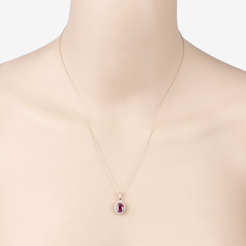 1.60 Carat Genuine Ruby and White Diamond 10K Yellow Gold Pendant on sale at MyriadMart
