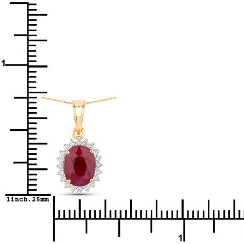 1.60 Carat Genuine Ruby and White Diamond 10K Yellow Gold Pendant on sale at MyriadMart