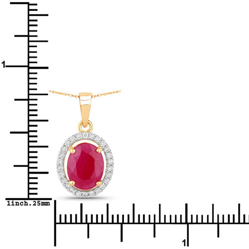 2.51 Carat Genuine Ruby and White Diamond 10K Yellow Gold Pendant on sale at MyriadMart
