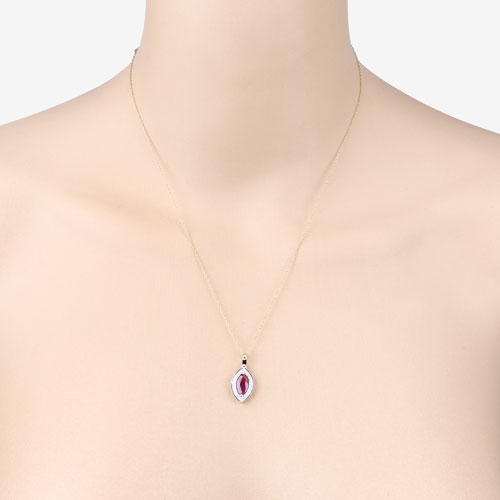 1.52 Carat Genuine Ruby and White Diamond 10K Yellow Gold Pendant on sale at MyriadMart