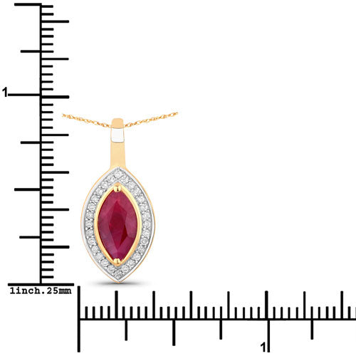 1.52 Carat Genuine Ruby and White Diamond 10K Yellow Gold Pendant on sale at MyriadMart