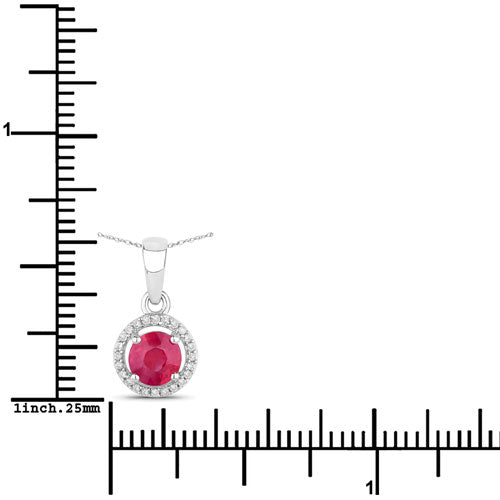 0.62 Carat Genuine Ruby and White Diamond 14K White Gold Pendant on sale at MyriadMart