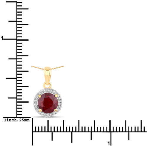 1.49 Carat Genuine Ruby and White Diamond 14K Yellow Gold Pendant on sale at MyriadMart