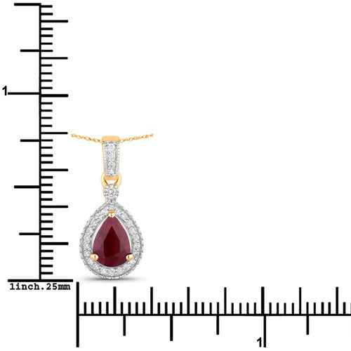 1.01 Carat Genuine Ruby and White Diamond 14K Yellow Gold Pendant on sale at MyriadMart