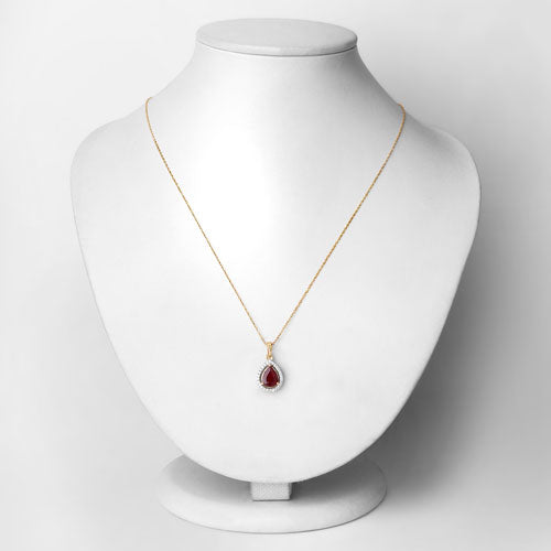 1.61 Carat Genuine Ruby and White Diamond 14K Yellow Gold Pendant on sale at MyriadMart