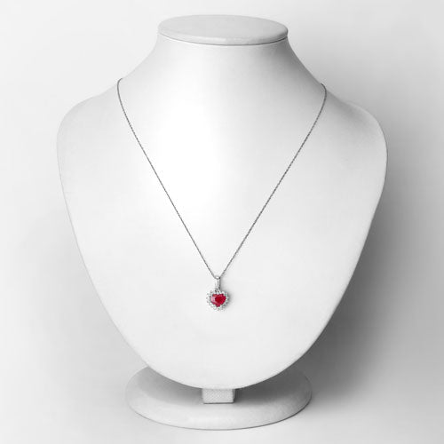 1.48 Carat Genuine Ruby and White Diamond 14K White Gold Pendant on sale at MyriadMart