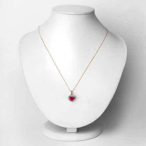 2.08 Carat Genuine Ruby and White Diamond 14K Yellow Gold Pendant on sale at MyriadMart