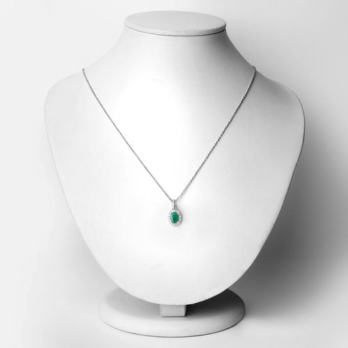 0.89 Carat Genuine Zambian Emerald and Lab Grown Diamond .925 Sterling Silver Pendant on sale at MyriadMart