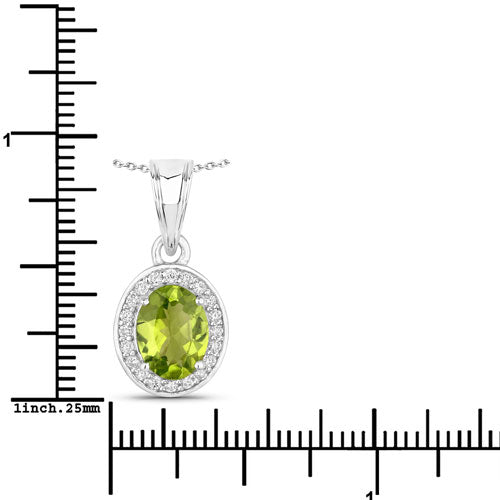 1.90 Carat Genuine Peridot and Lab Grown Diamond .925 Sterling Silver Pendant on sale at MyriadMart