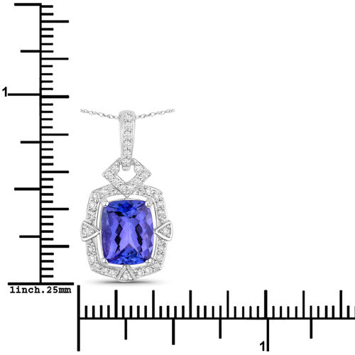 2.46 Carat Genuine Tanzanite and White Diamond 14K White Gold Pendant on sale at MyriadMart