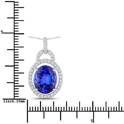 4.06 Carat Genuine Tanzanite and White Diamond 14K White Gold Pendant on sale at MyriadMart
