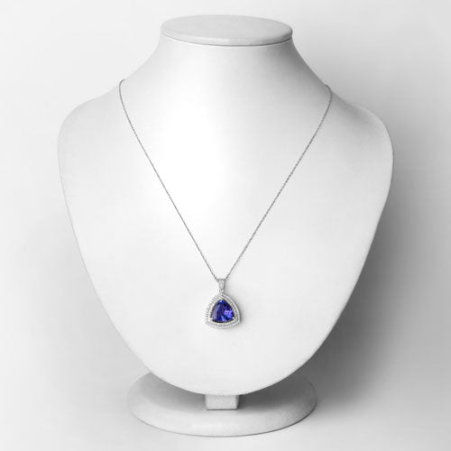 3.93 Carat Genuine Tanzanite and White Diamond 14K White Gold Pendant on sale at MyriadMart