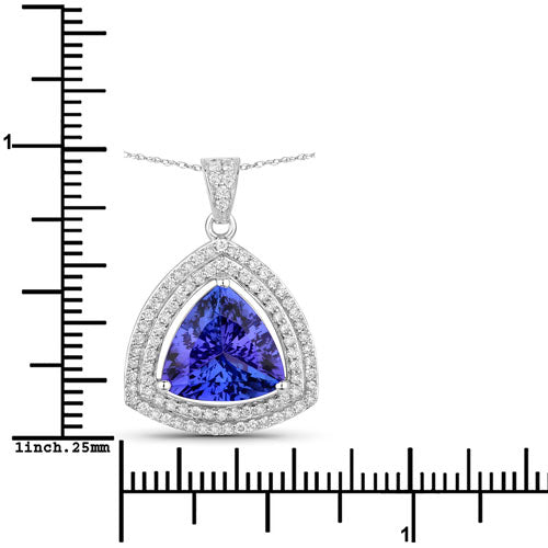 3.93 Carat Genuine Tanzanite and White Diamond 14K White Gold Pendant on sale at MyriadMart