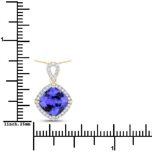 2.54 Carat Genuine Tanzanite and White Diamond 14K Yellow Gold Pendant on sale at MyriadMart