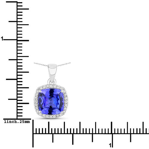 2.65 Carat Genuine Tanzanite and White Diamond 14K White Gold Pendant on sale at MyriadMart