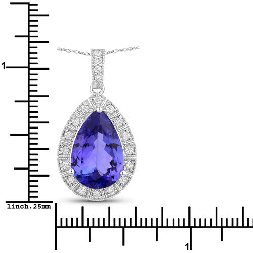 3.13 Carat Genuine Tanzanite and White Diamond 14K White Gold Pendant on sale at MyriadMart