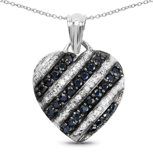 1.55 Carat Genuine Blue Sapphire and White Topaz .925 Sterling Silver Pendant on sale at MyriadMart