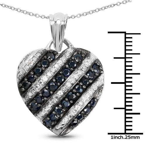1.55 Carat Genuine Blue Sapphire and White Topaz .925 Sterling Silver Pendant on sale at MyriadMart