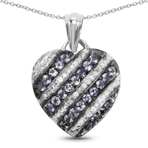 1.30 Carat Genuine Tanzanite and White Topaz .925 Sterling Silver Pendant on sale at MyriadMart