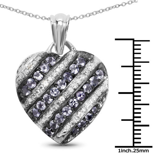 1.30 Carat Genuine Tanzanite and White Topaz .925 Sterling Silver Pendant on sale at MyriadMart