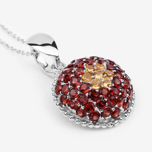4.57 Carat Genuine Citrine and Garnet .925 Sterling Silver Pendant on sale at MyriadMart