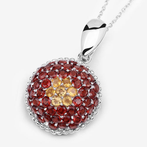 4.57 Carat Genuine Citrine and Garnet .925 Sterling Silver Pendant on sale at MyriadMart