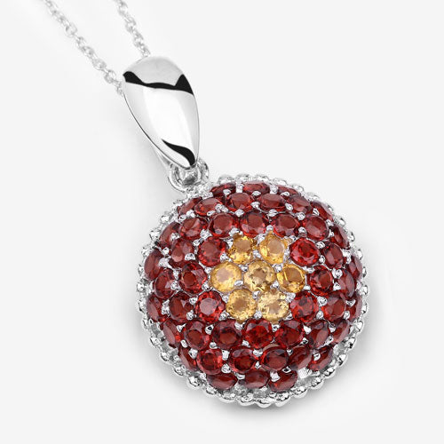 4.57 Carat Genuine Citrine and Garnet .925 Sterling Silver Pendant on sale at MyriadMart