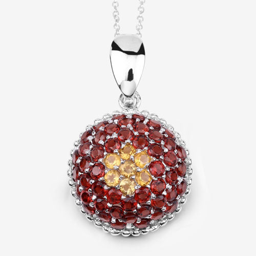 4.57 Carat Genuine Citrine and Garnet .925 Sterling Silver Pendant on sale at MyriadMart