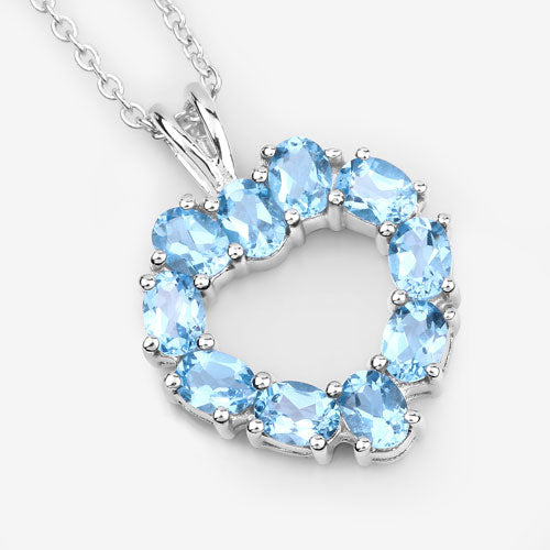 1.90 Carat Genuine Swiss Blue Topaz .925 Sterling Silver Pendant on sale at MyriadMart