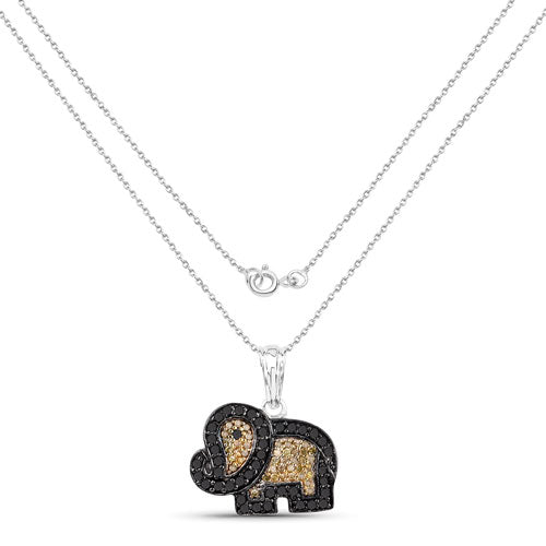 0.89 Carat Genuine Black Diamond and Yellow Diamond .925 Sterling Silver Pendant on sale at MyriadMart