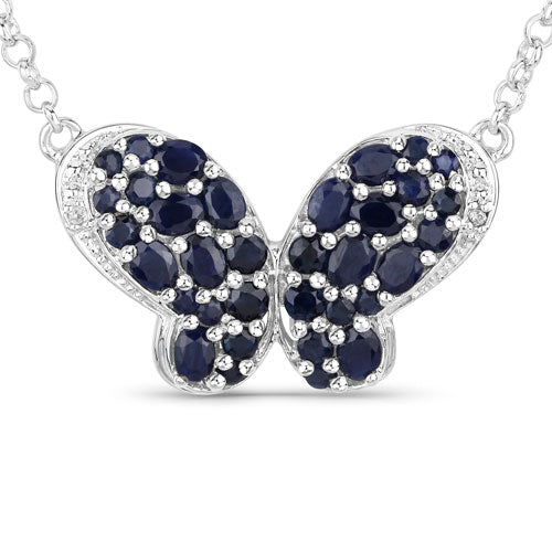 3.83 Carat Genuine Blue Sapphire and White Zircon .925 Sterling Silver Pendant on sale at MyriadMart