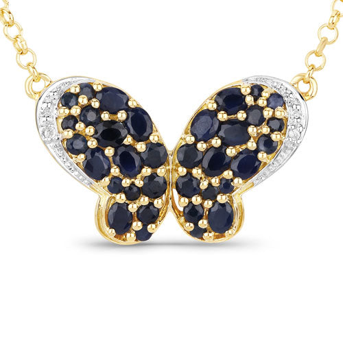 3.83 Carat Genuine Blue Sapphire and White Zircon .925 Sterling Silver Pendant on sale at MyriadMart