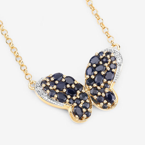 3.83 Carat Genuine Blue Sapphire and White Zircon .925 Sterling Silver Pendant on sale at MyriadMart