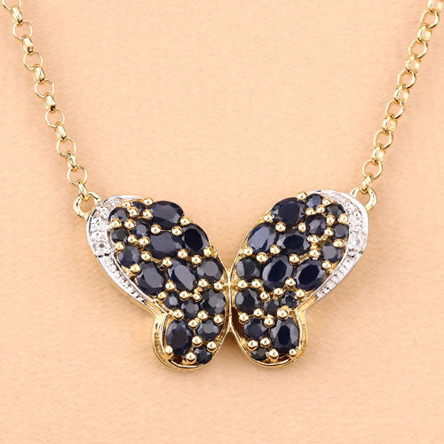3.83 Carat Genuine Blue Sapphire and White Zircon .925 Sterling Silver Pendant on sale at MyriadMart