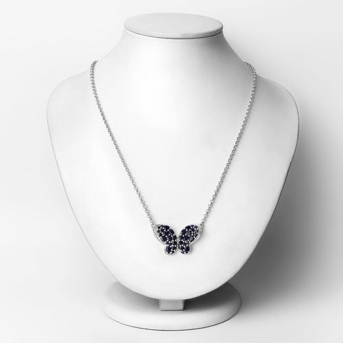 3.83 Carat Genuine Blue Sapphire and White Zircon .925 Sterling Silver Pendant on sale at MyriadMart