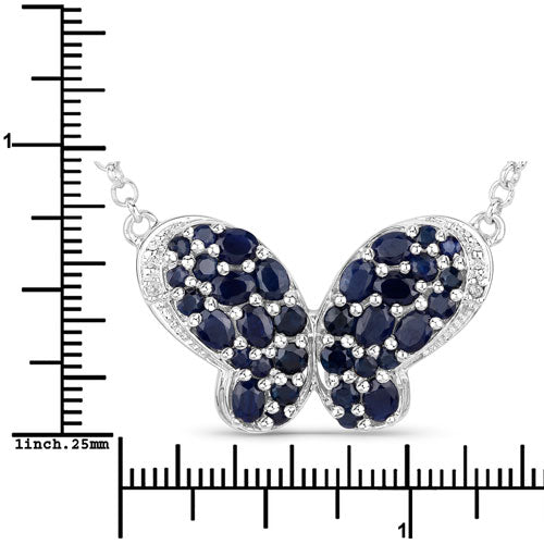3.83 Carat Genuine Blue Sapphire and White Zircon .925 Sterling Silver Pendant on sale at MyriadMart