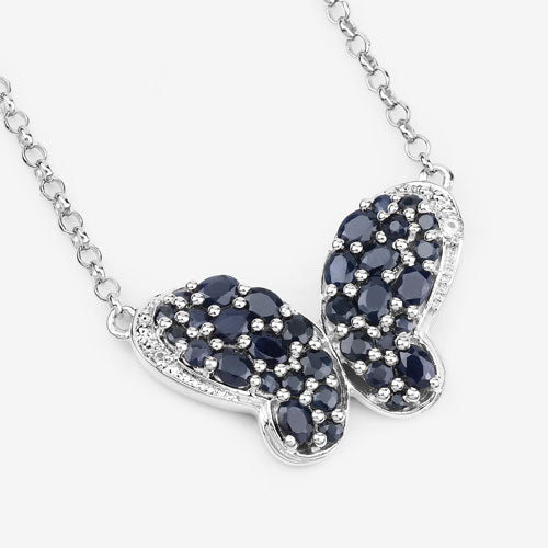 3.83 Carat Genuine Blue Sapphire and White Zircon .925 Sterling Silver Pendant on sale at MyriadMart