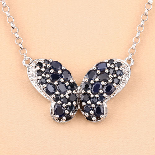 3.83 Carat Genuine Blue Sapphire and White Zircon .925 Sterling Silver Pendant on sale at MyriadMart