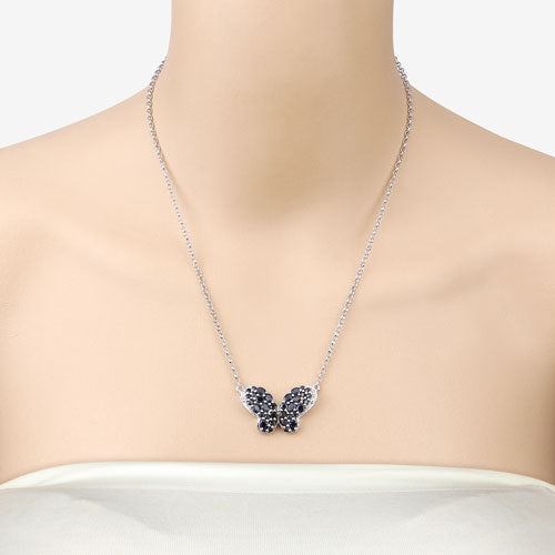 3.83 Carat Genuine Blue Sapphire and White Zircon .925 Sterling Silver Pendant on sale at MyriadMart